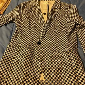 Betabrand cat print houndstooth blazer.